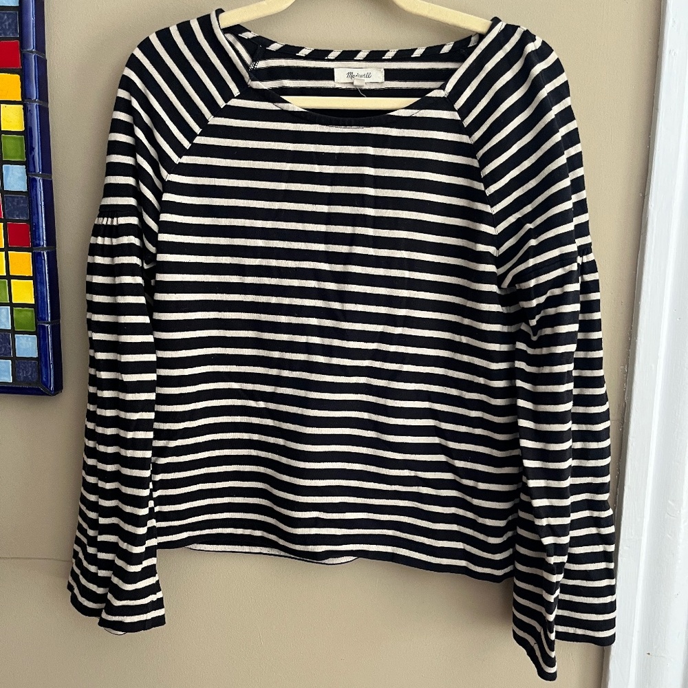 Madewell Black and white Long sleeve flare top